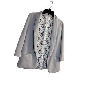 Skies Are Blue 3/4 Sleeve Blazer Lined Pockets Gray Open Front Jacket Med FLAW
